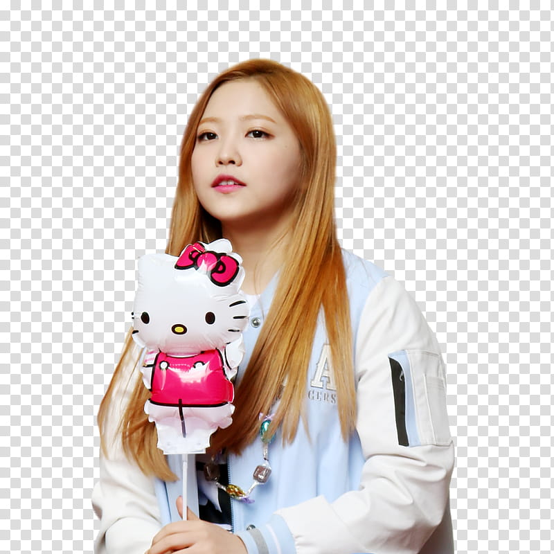Yeri Red Velvet, smiling woman holding foil Hello Kitty balloon transparent background PNG clipart