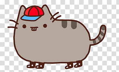 Pusheen the cat, gray pusheen cat wearing red fitted cap illustration transparent background PNG clipart