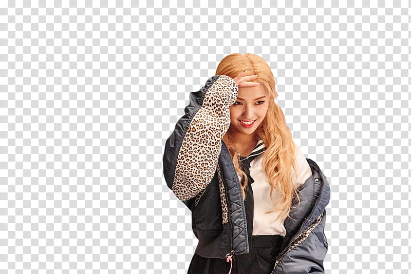 JEON SOYEON JELLY MV, woman in black quilted jacket and white blouse touching her hair transparent background PNG clipart