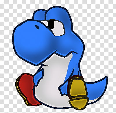 Paper Mario Styled Ba, blue and yellow dragon sticker transparent backgroun...
