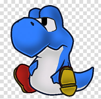 Paper Mario Styled Ba, blue and yellow dragon sticker transparent background PNG clipart