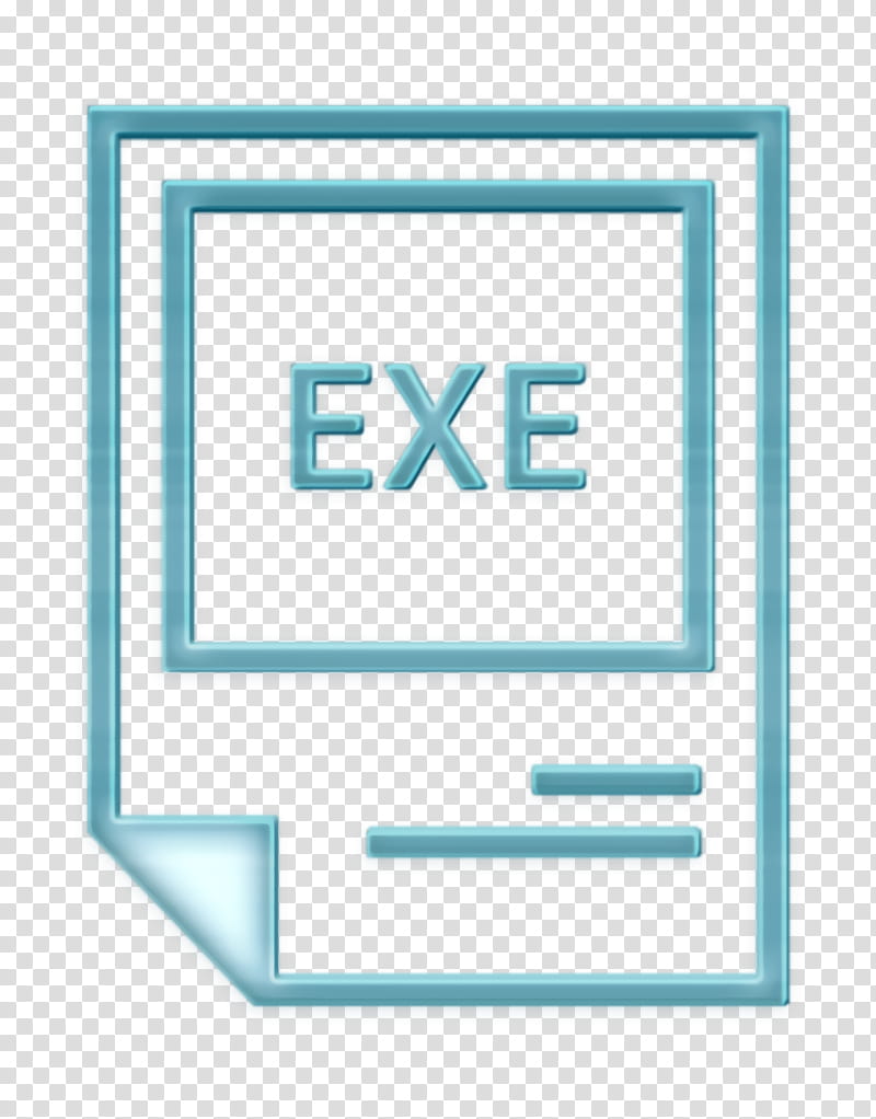 exe icon extention icon file icon, Type Icon, Turquoise, Line, Electric Blue, Square, Rectangle transparent background PNG clipart