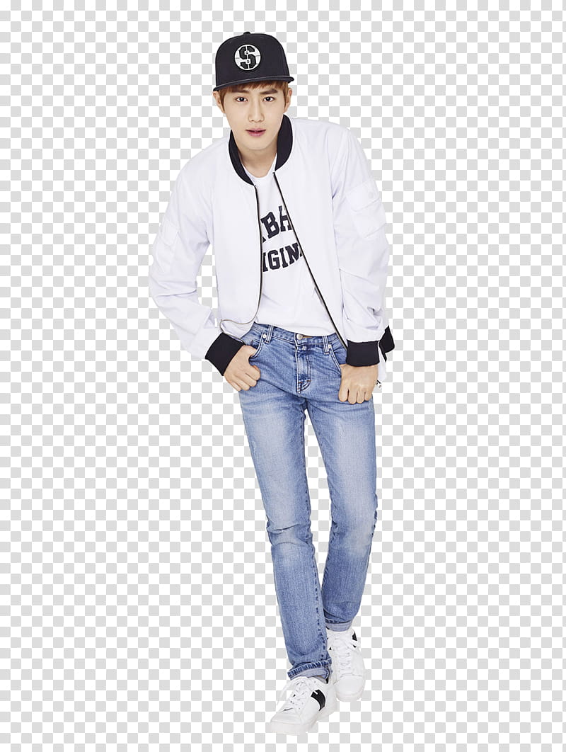 EXO Hat On PART P, man inserting hands on pocket while standing transparent background PNG clipart