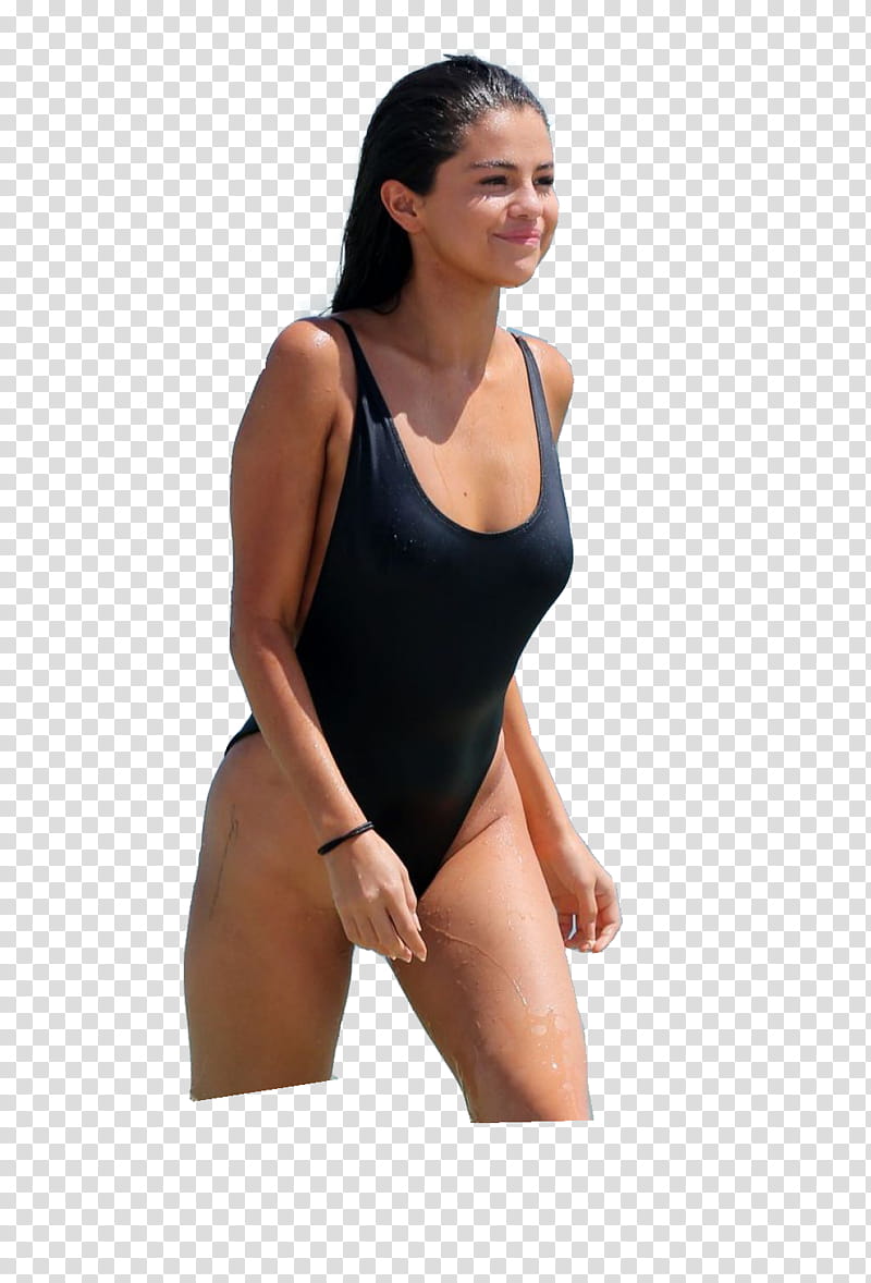 Selena Gomez, selena-gomez-in-a-one-piece-on-a-beach-in-miami-september-_ transparent background PNG clipart