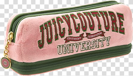 Back to school  s, pink and green Juicy Couture University pouch transparent background PNG clipart