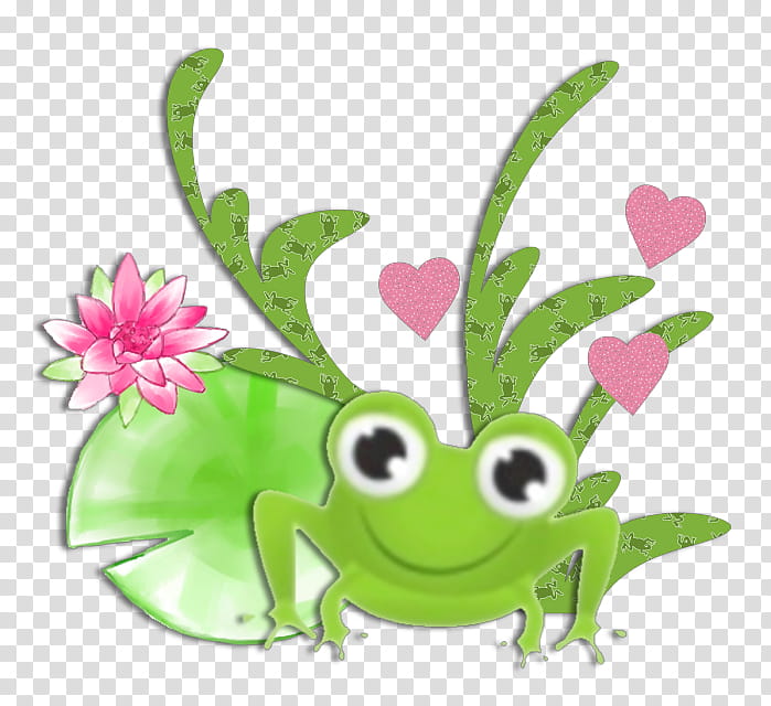 Pink Flower, Tree Frog, Cartoon, Character, Sacred Lotus, Green, Plant, Hyla transparent background PNG clipart