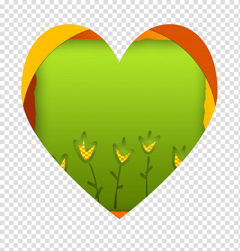 hEART fELT Valentine, green and orange heart illustration transparent background PNG clipart