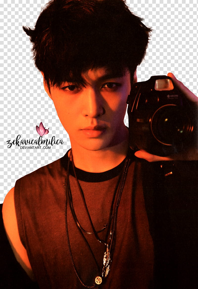 EXO Lay LOTTO, man holding camera transparent background PNG clipart