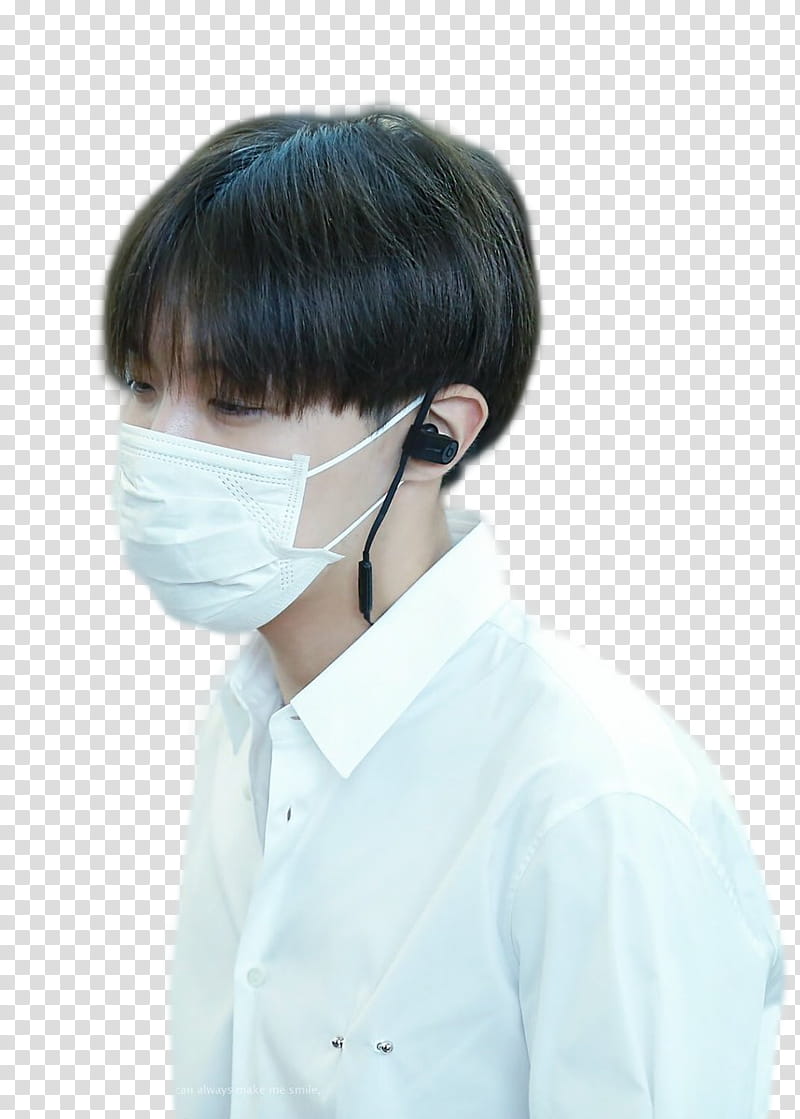 BIG SHARE Bts edition, man wearing white collared top wearing face mask transparent background PNG clipart