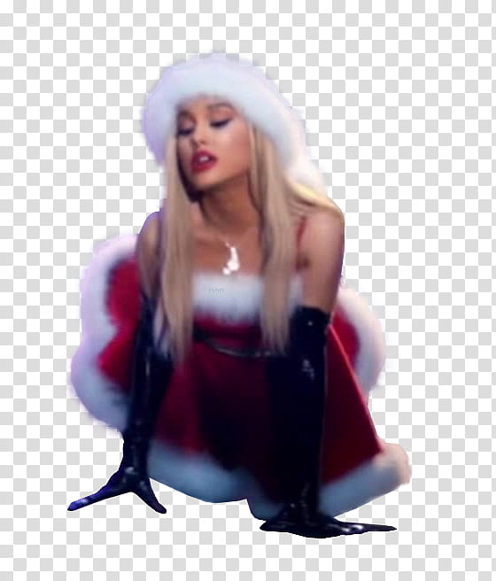 ARIANA GRANDE THANK YOU NEXT, Ariana Grande wearing Santa costume transparent background PNG clipart