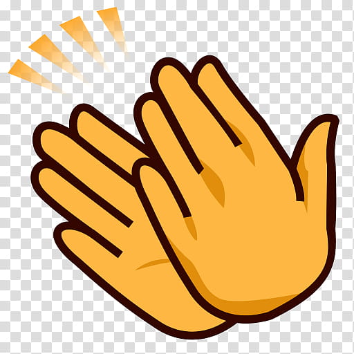Clapping Emoji, Hand, Applause, Thumb Signal, Finger, Gesture, Yellow, Safety Glove transparent background PNG clipart