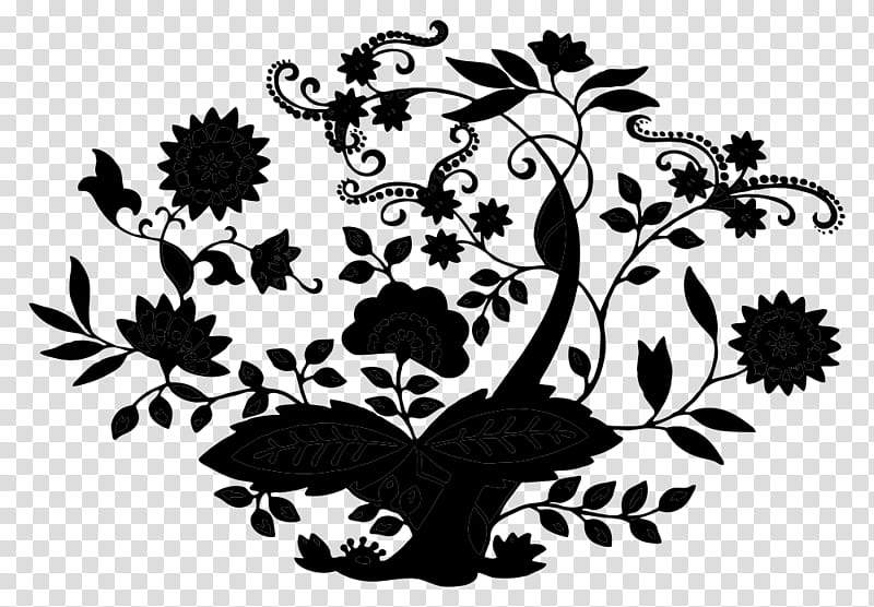 Floral Ornament, Floral Design, Visual Arts, Silhouette, Leaf, Branching, Plants, Black M transparent background PNG clipart