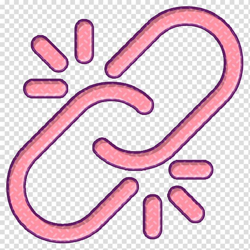 Broken link icon Chain icon Essential Compilation icon, Pink, Line transparent background PNG clipart