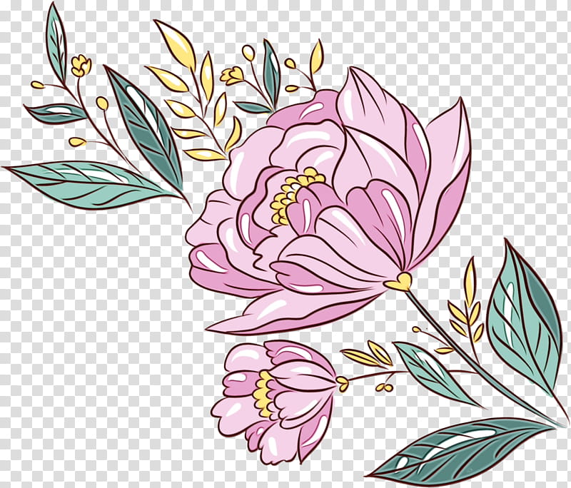 Watercolor Pink Flowers, Paint, Wet Ink, Floral Design, Cut Flowers, Flowering Plant, Common Lilac, Plants transparent background PNG clipart