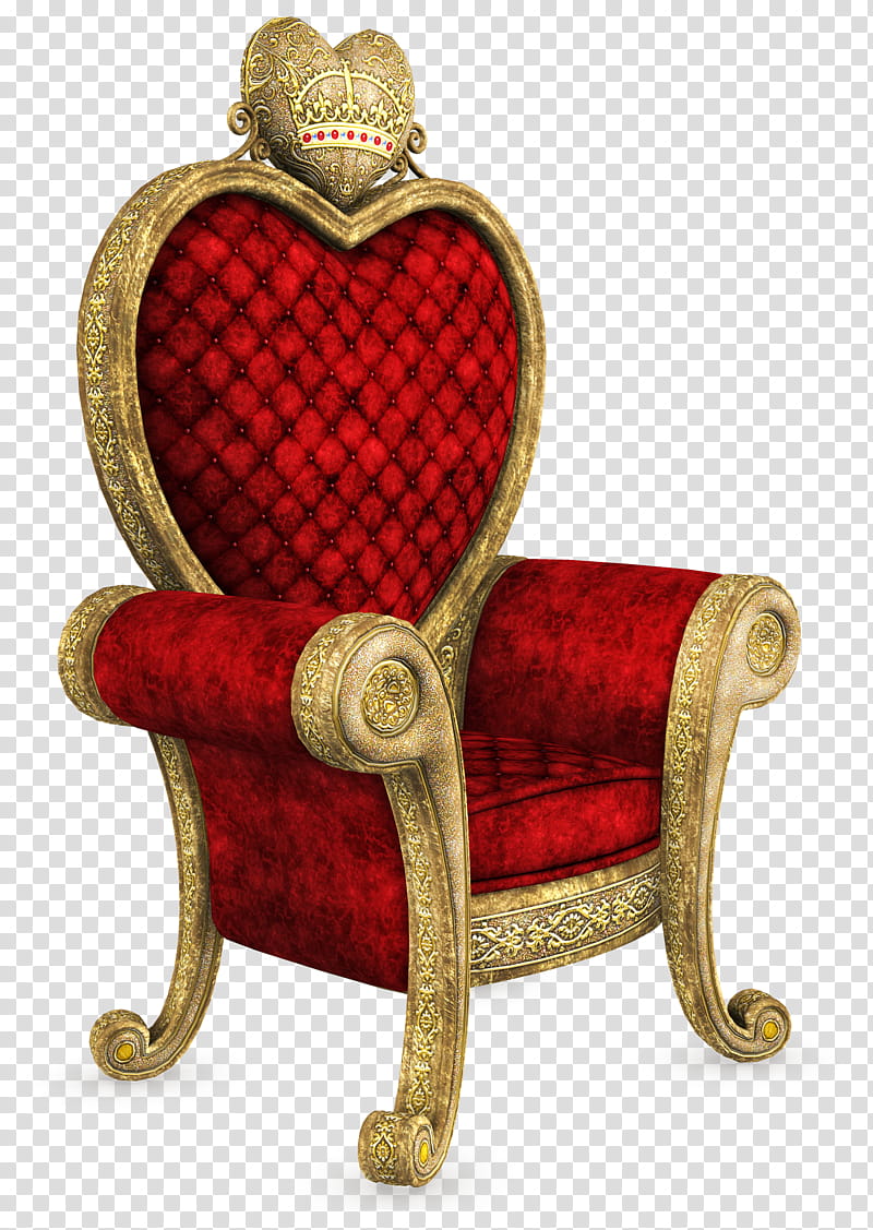 UNRESTRICTED Queen of Hearts Throne Render , red fabric padded sofa chair transparent background PNG clipart