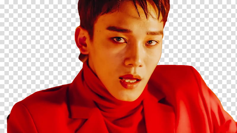 EXO CBX Blooming Day MV, man wearing red top transparent background PNG clipart