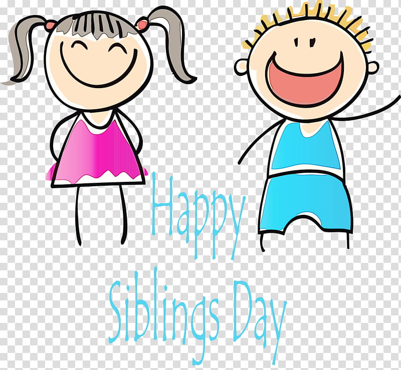cartoon facial expression cheek text child, Siblings Day, Happy Siblings Day, National Siblings Day, Watercolor, Paint, Wet Ink, Cartoon transparent background PNG clipart