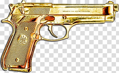 WEBPUNK , gold semi-automatic pistol illustration transparent background PNG clipart
