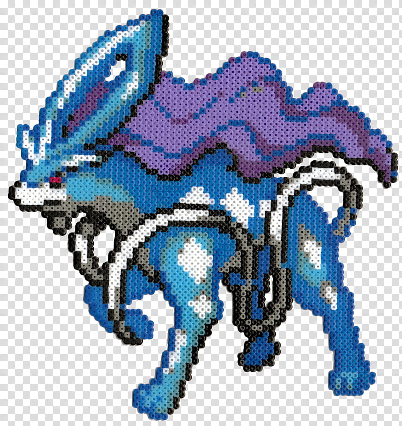 Suicune Hama Beads, blue and white cartoon character transparent background PNG clipart