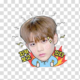WannaOne Emoji P, man wearing blue top illustration transparent background PNG clipart