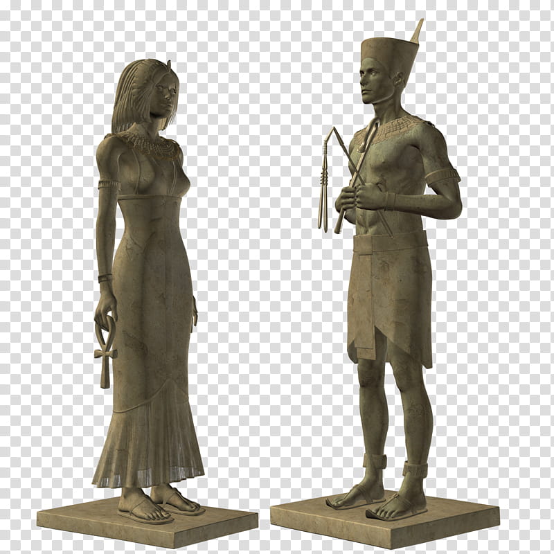 Egyptian Statues Set , man and woman statues illustration transparent background PNG clipart