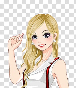 Munecas, girl character with blonde hair and white to transparent background PNG clipart