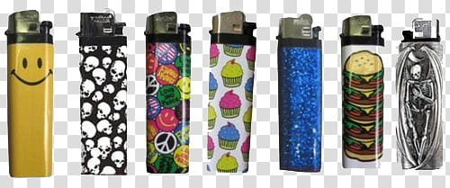 RNDOM, seven assorted-color lighters transparent background PNG clipart