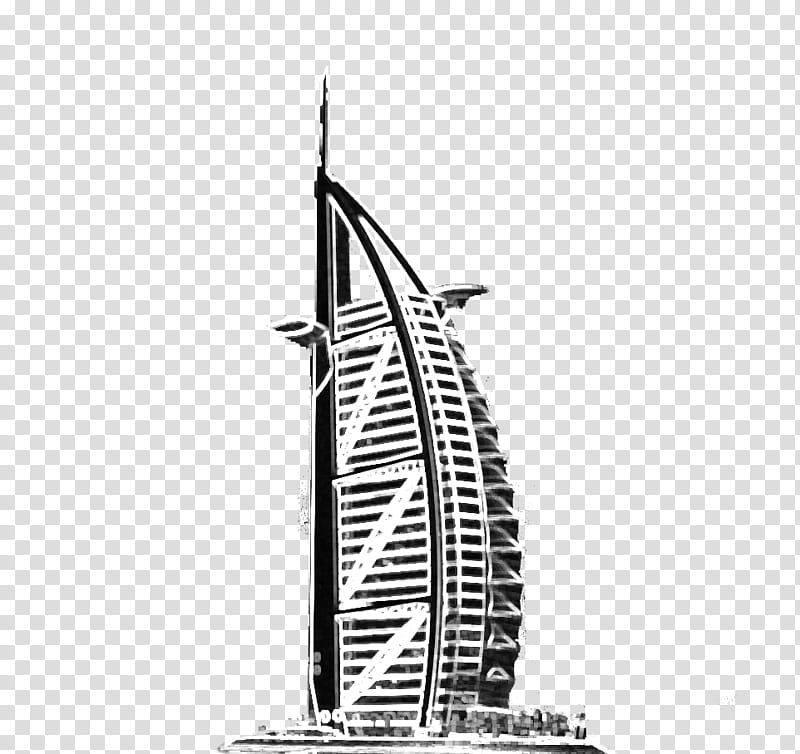 Boat, Burj Al Arab Jumeirah, Burj Khalifa, Hotel, Drawing, Tower, Skyscraper, Silhouette transparent background PNG clipart