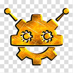 Yello Scratchet Metal Icons Part , robocog-logo-of-a-robot-with-cogwheel-head-shape transparent background PNG clipart