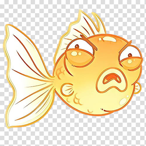 cartoon head yellow goldfish fish, Cartoon, Smile transparent background PNG clipart