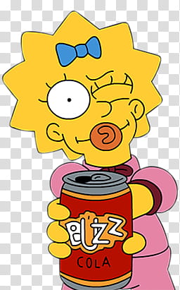 The Simpsons Icon , Maggie, girl Simpson character holding Buzz Cola can ilustration transparent background PNG clipart