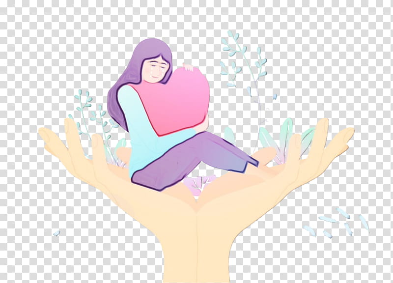 cartoon pink hand gesture animation, Watercolor, Paint, Wet Ink, Cartoon, Sitting, Finger, Love transparent background PNG clipart