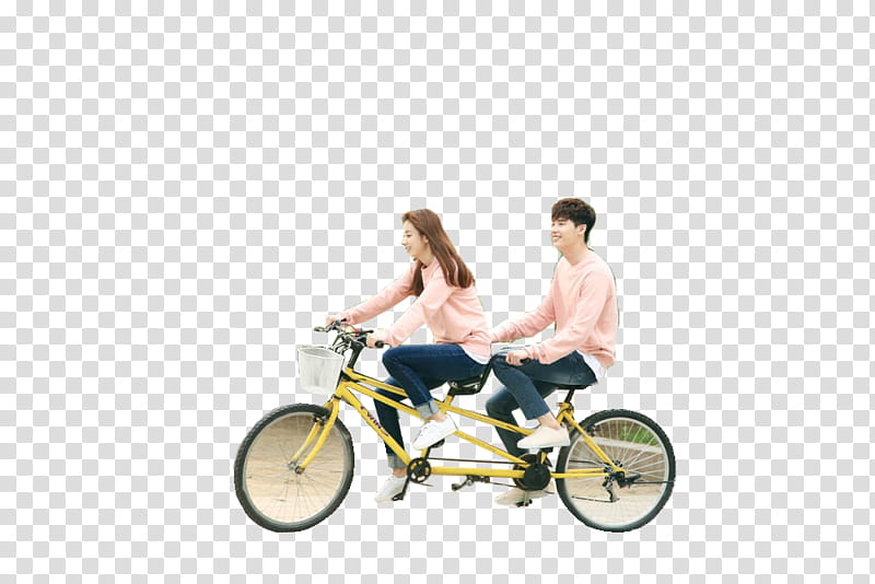 man and woman riding tandem bicycle transparent background PNG clipart