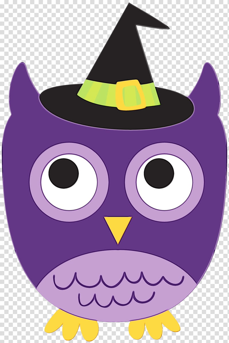 Party hat, Watercolor, Paint, Wet Ink, Owl, Purple, Cartoon, Violet transparent background PNG clipart