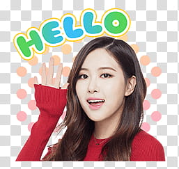 BLACKPINK Line, Korean girl waving with hello text overlay transparent background PNG clipart