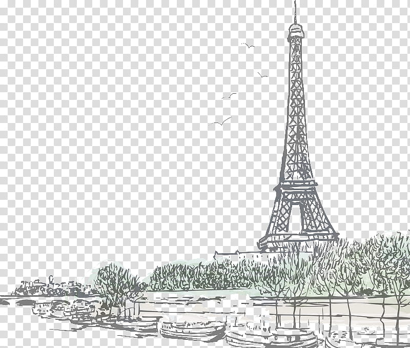 Eiffel Tower Drawing, Seine, Painting, Silhouette, Watercolor Painting, Paris, France, Landmark transparent background PNG clipart