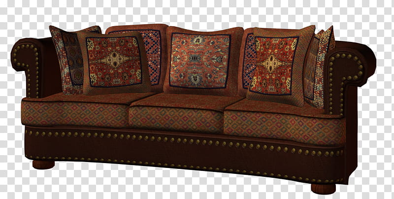 Furniture  divano, black and brown fabric -seat sofa transparent background PNG clipart