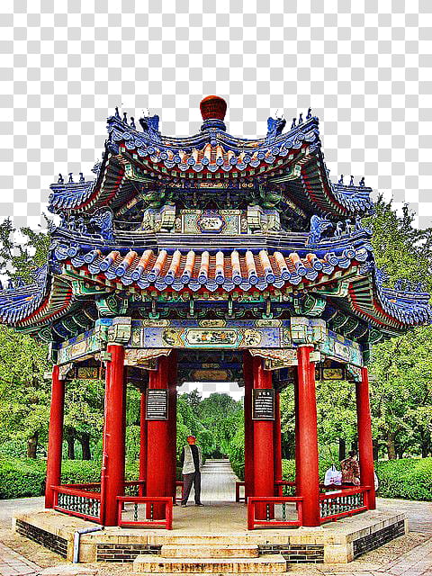 China s, red and blue gazebo transparent background PNG clipart