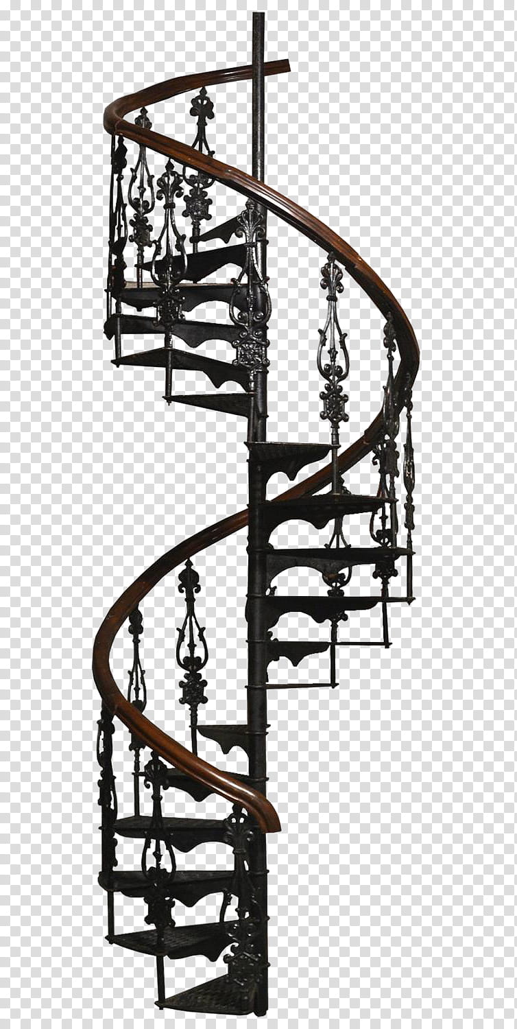 One Step Away, black and brown metal spiral stairway transparent background PNG clipart