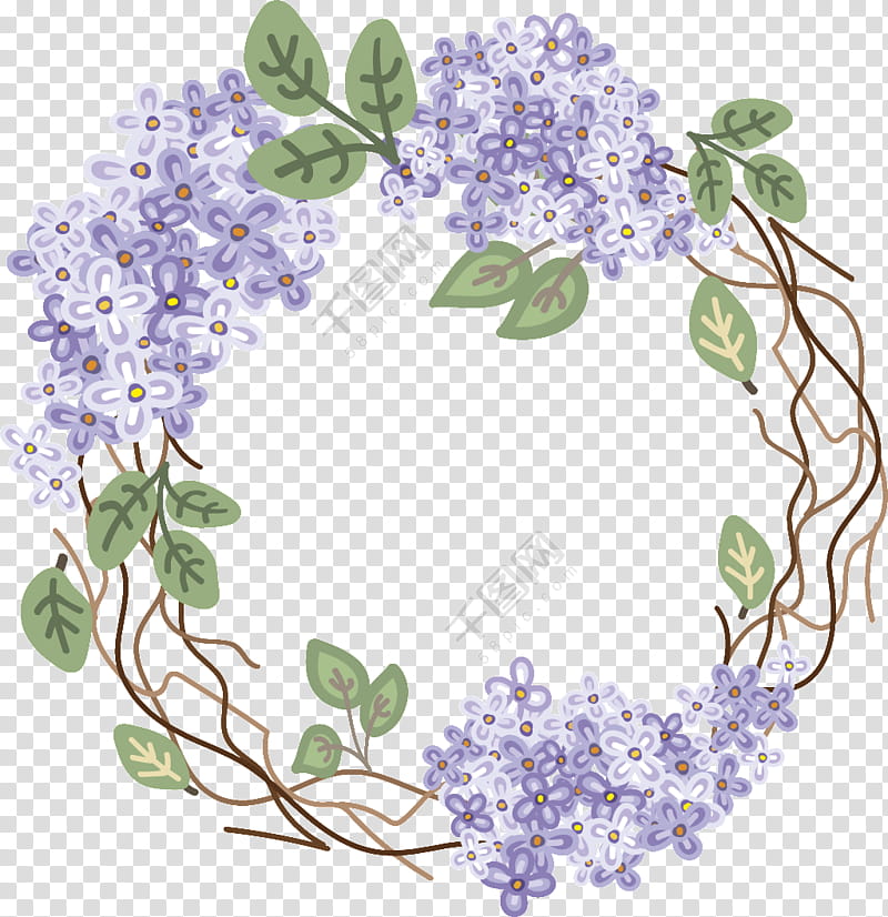 Watercolor Wreath, Flower, Garland, Blue, Floral Design, Motif, Watercolor Painting, Lilac transparent background PNG clipart