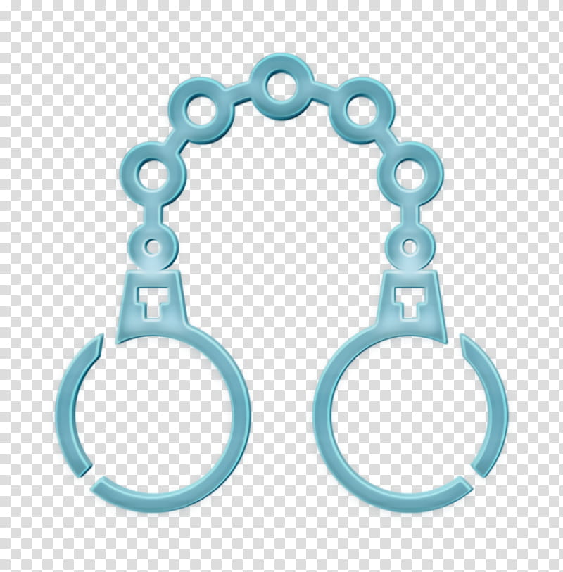 Crime icon Handcuffs icon Prision icon, Turquoise, Aqua, Jewellery, Circle transparent background PNG clipart