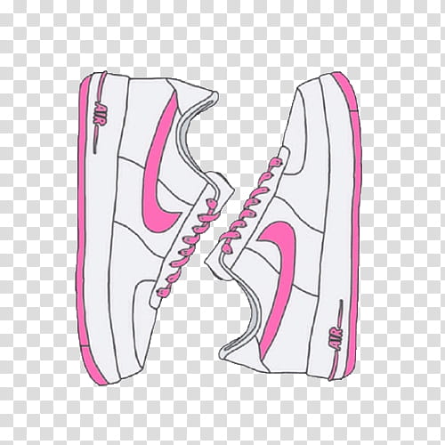 white-and-pink Nike Air sneaker drawing transparent background PNG clipart