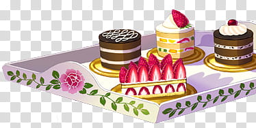 Food, sliced cake on tray transparent background PNG clipart