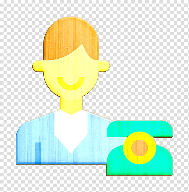 Receptionist icon Contact And Message icon Reception icon, Yellow, Cartoon, Headgear, Hat, Logo transparent background PNG clipart