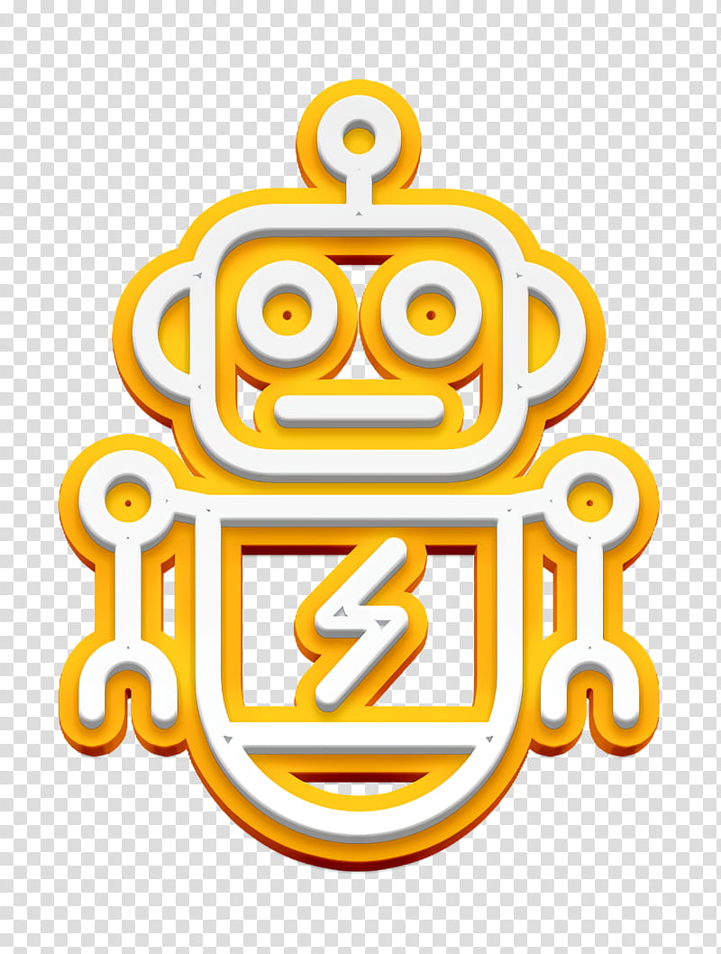 Robotic icon Robot icon, Yellow, Text, Line, Symbol, Logo transparent background PNG clipart