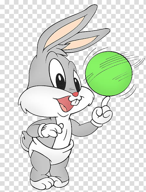 Looney Toons Baby, Bug Bunny holding green ball illustration transparent background PNG clipart
