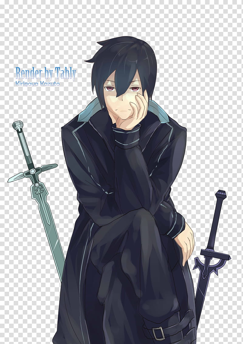 Render Kirigaya Kazuto Sword Art Online, man near swords artwork transparent background PNG clipart