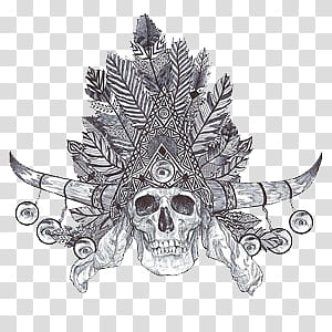 &#;s, grayscale graphy of skull with horn transparent background PNG clipart