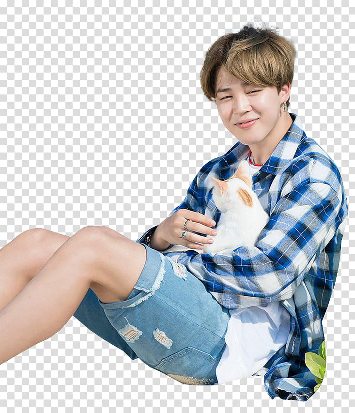 BTS Jimin with pet cat transparent background PNG clipart