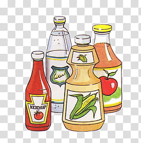 Is there anything to eat S, four assorted-print bottles illustration transparent background PNG clipart